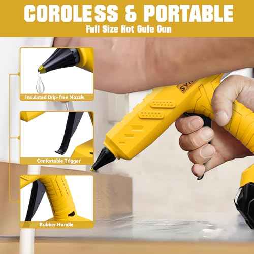 Hot Glue Gun, 20V Cordless Glue Gun with 30 PCS Full Size Glue Sticks, 3.5Ah Rechargeable Battery Glue Gun Kit for DIY, Arts & Craft, Repair Furniture, School