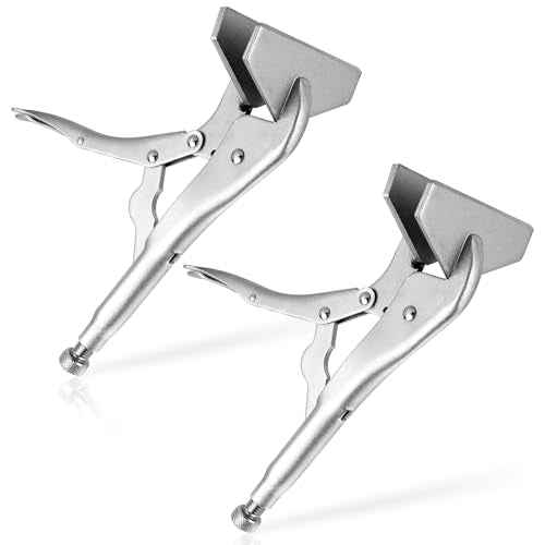 NATGAI 2 Pack 10 Inch Locking Sheet Metal Clamp, Welding Pliers with Adjustable Opening, Nickel Plated Carbon Steel Duckbill Locking Plier for Metalworking, Sheet Metal Bending and Clamping (2 Pack)