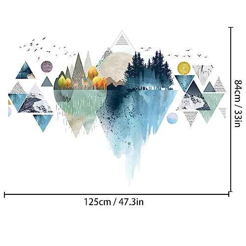 Nordic Geometric Wall Stickers, Removable DIY Mountain Reflection Wall Decal Murals Peel and Stick 3D Wall Art Stickers Murals Home Decor for Boy Bedroom Nursery Rooms Living Room