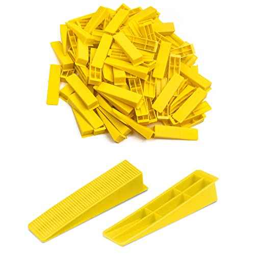 Tile Leveling System Wedges, 1000pcs Reusable Tile Leveler Wedges for 1/8",1/12",1/16", 1/32" Spacer and Tile Leveling System Clips, Tile Leveler Tools for Wall/Floor Tile & Stone Installation(Yellow)