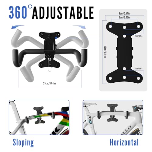 Bike Wall Mount Hanger - Adjustable Horizontal Bicycle Storage Rack for Garage and Home - Metal Hook Holder for Road, Mountain, and Hybrid Bikes