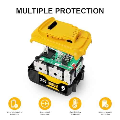 2-Packs DCB206 6.0Ah Replacement Battery for Dewalt 20V Max Battery Compatible with DCB208 DCB207 DCB206 DCB204 DCB203 DCB201 DCB200 Fit for Dewalt DCB200 DCD DCF DCG Series Cordless Power Tools