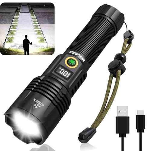 Rechargeable Flashlights 2200 High Lumens, Super Bright LED Flashlight with Zoomable, 6 Modes, IPX6 Waterproof, Powerful Tactical Handheld Flash Light for Camping, Hiking, Emergencies
