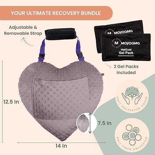 MOYOAMA Open Heart Surgery Pillow for Heart Surgery Recovery Gifts - After Bypass Surgery Must Haves, Gifts for Chest Surgery Recovery, Seatbelt Pillows for Post-Surgery, Shock Absorbing Chest Pillow