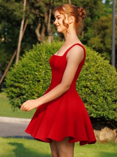DAAWENXI Women's Sexy Sleeveless Square Neck Mini Dress Bodycon Party Club Tank Short Dresses