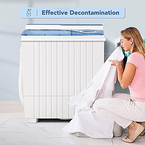 Bonusall Portable Washing Machine, 6.6 Lbs Mini Small Washer Machine, Single Tub Laundry Washer for Apartments, Dorms,Traveling, RV, Blue (BLUE1, 14.5LBS)