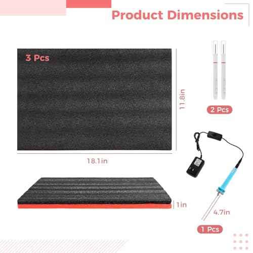 Homaisson Tool Box Foam Sets - Including 3 Tool Box Liners 1 Cutter and 2 Marker Pens Adjustable Tool Foam Organizers Non-Slip EPE Toolbox Liner Mats for Storage,18.1¡¿11.8¡¿1"