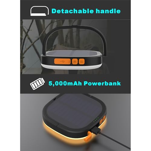 LED Camping Lantern, Solar Lanterns, 5000mAh Rechargeable Light 2000 Lumens 5 Light Modes, IP65 Waterproof with USB Charging ? Lanterns for Power outages Hurricane, Hiking, Fish, Emergency, and Home