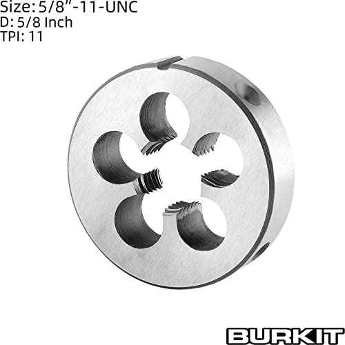 Burkit 5/8"-11 UNC Round Threading Die, 5/8 x 11 UNC Machine Thread Die Right Hand