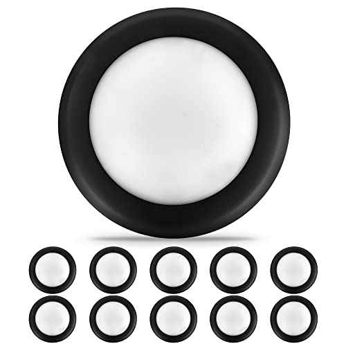 ECOELER 6inch Black LED Disk Lights, 3CCT Selectable Dimmable Flush Mount Ceiling Light Fixture, 16.5W 1100Lm, Aluminum Trim Low Profile Surface Mount, ETL Listed, 10 Pack