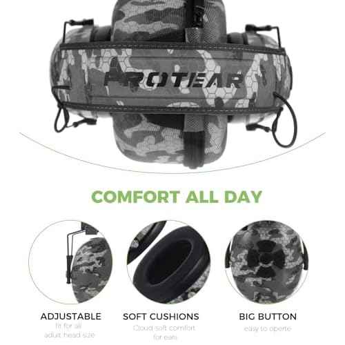 Bluetooth Wireless Headphones, Noise Canceling Hearing Protection for Work, Lawn Mowing, Construction, 1200mAh Rechargeable Ear Muffs, Includes Carrying Bag& USB Cable£¨Gray Camouflage£©