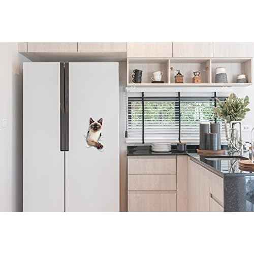 Winston & Bear 3D Cat Stickers - 2 Pack - Breakout Siamese Decals for Wall, Bedroom, Fridge, Toilet, Room - Retail Packaged Blue-Eyed Siamese Stickers