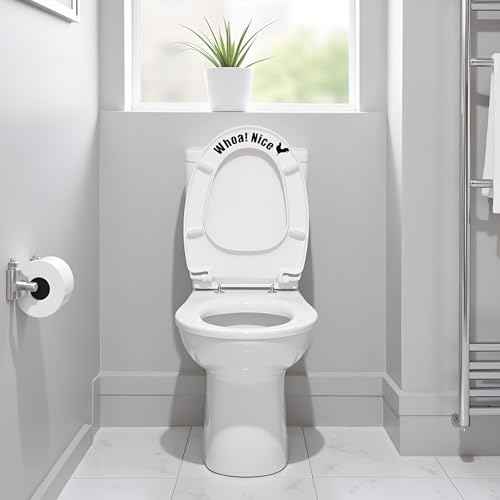 Funny Cock Toilet Stickers, Whoa Nice Toilet Sticker Decal, Waterproof Vinyl Wall Art Sign Decor, Removable Self-Adhesive Toilets Seat Quote Murals for Restroom Door Seat Decoration, Accessories