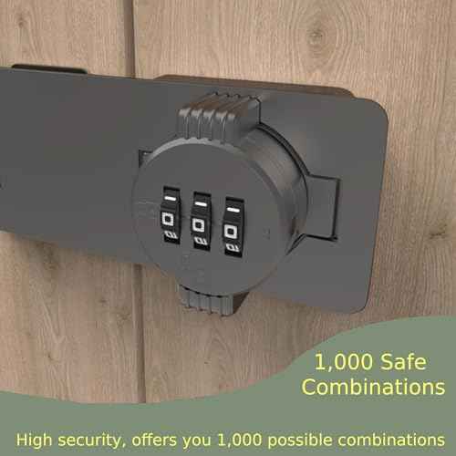 Keyless Combination Lock ? 3-Digit Combination Lock for Cabinet Doors ? Twist Knob Hasp Latch Lock with Password Code ? Zinc Alloy Cabinet Door Latch for Kitchen Drawers, Cabinets, Cupboard (Grey)