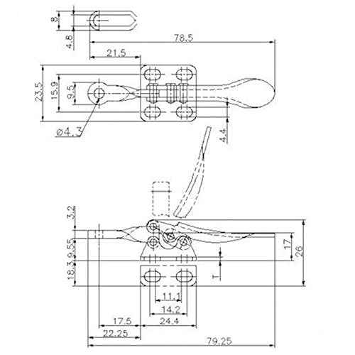 4PCS Toggle Clamp 201A Hand Tool 60 lbs / 27kg Holding Capacity Antislip Horizontal Quick Release Tool Silver&red