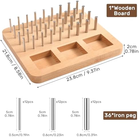 Wooden Peg board for Occupational Therapy with 3 Sizes of Pegs and Holes, Wood Pegboard for Finger Dexterity, Hands Therapy Peg Board to Improve Finger Motor Skills and Hand-Eye Coordination, 36 Holes