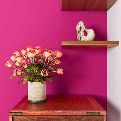 LACHEERY Hot Pink Peel and Stick Wallpaper for Bedroom Dark Pink Contact Paper for Cabinets Peel and Stick Removable Wall Paper Roll for Girls Room Accent Wall Drawers Furniture Waterproof 15.8"x80"