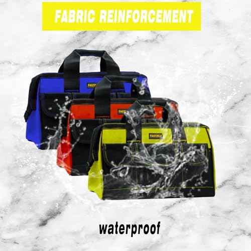 FASTECH Small Tool Bag, 14INCH Waterproof Bag With Soft Padded Handle and Shoulder Strap 18Pockets Portable Empty Tool Organizer Storage For Man/Woman