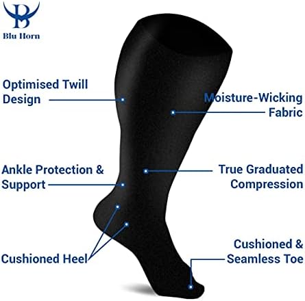 Compression Sock 20-30 mmHg for Women & Men for Wide Calf Travel, Running, Cycling Athletic, ETC Color – Black, Size - XL