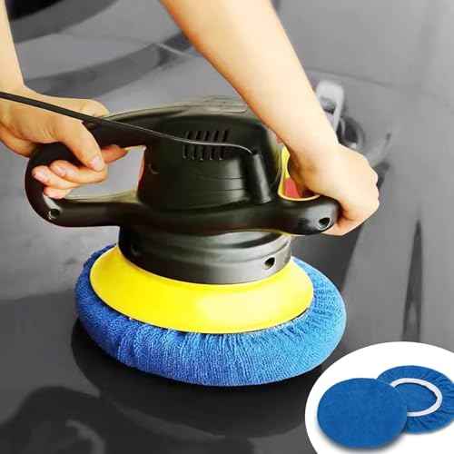 6 PCS Car Buffing Pads for 9-10 Inch Orbital Polisher, Microfiber Polishing Pad Buffer Polisher Bonnets, 9-10 Inch Polishing Pads Cover Waxing Pads for Car Detailing (Blue)