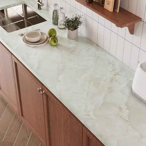 VaryPaper Matte Cream Marble Contact Paper for Countertops Waterproof Peel and Stick Marble Wallpaper 15.7" x 78.7" Self Adhesive Granite Vinyl Wrap for Cabinets Table Desk Removable Kitchen Wallpaper