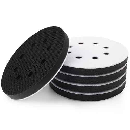 5 Pack 5 Inch Orbital Sander Pads, 8 Holes Sponge Sanding Pads Foam Sanding pad for Orbital Sander
