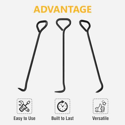 Olympia Tools 5/8 x 36 in. Manhole Cover Hook, for Lifting Manhole Covers & Storm Drain Cover, Versatile Lifting Hooks, Rigid Steel Tool