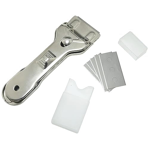 All Metal Heavy Duty Scraper Tool (5 blades) for Removing Stains and Cleaning Stovetops Countertops Appliances and Glass Debris