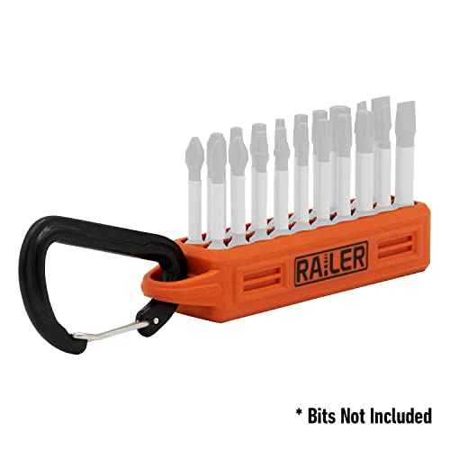 Screwdriver Bit Holder Storage Organizer ? Railer 20-Hole Black Bit Holder with Carabiner
