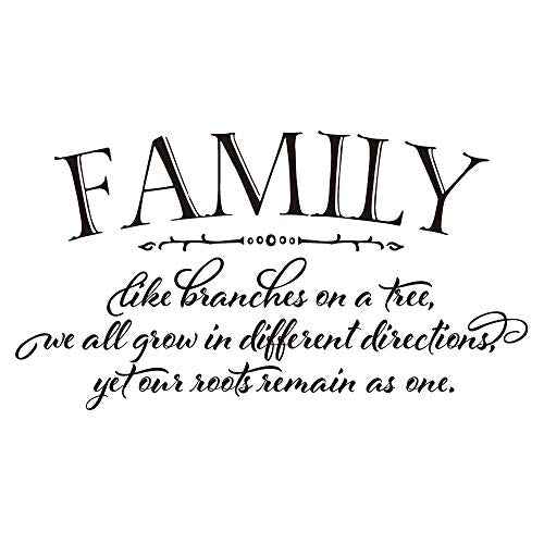 Family Like Branches on a Tree we All Grow in Different Directions Yet Our Roots Remain as one - Pure Black Vinyl Wall Decals Quotes Handwriting Seperated Art Letters Wall Sayings Home D?cor