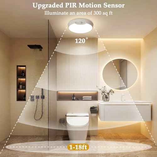 TOOWELL Rechargeable Motion Sensor Light with Remote, Battery Operated Ceiling Light 8000mAh, Wireless Motion Activated Light Indoor for Closets Shower Pantry Stairs Hallway 2 Pack