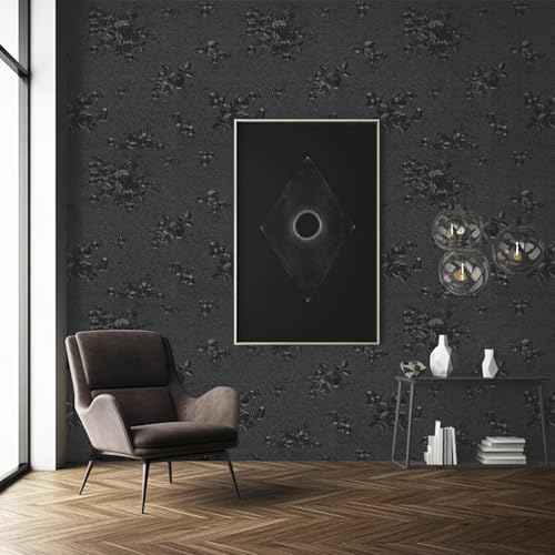 TANONE Black Peel and Stick Wallpaper 17.7" X 236" Black Embossed Floral Contact Paper Self Adhesive Removable Textured Wallpaper Vinyl Thicken Wall Paper for Wall Furniture Cabinet Drawer Dresser