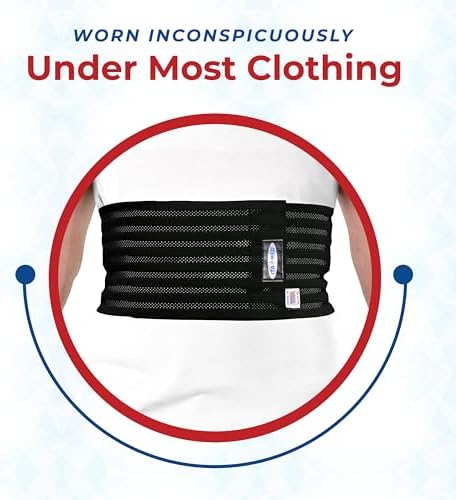 ITA-MED Breathable Elastic Rib Brace for Men, Ideal Compression Support Wrap/Belt for Broken, Cracked, Dislocated & Fractured Ribs, Made in USA (Black, XL)