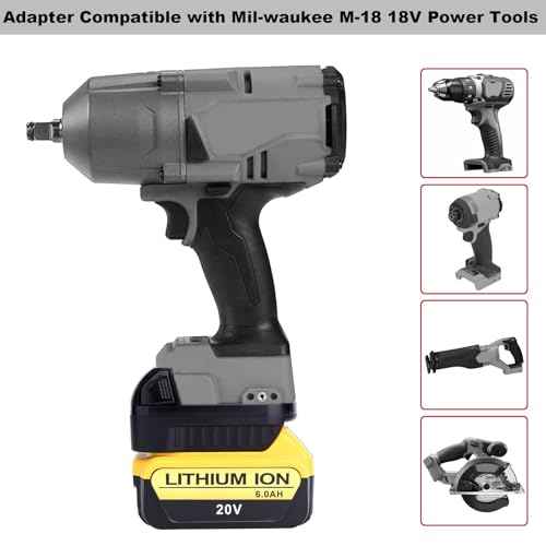 Adapter Compatible with Dewalt 20V Max Battery to Replacement for M-18 18V Battery, DW18ML Adapter Compatible with Mil-Waukee 18V Cordless Power Tools