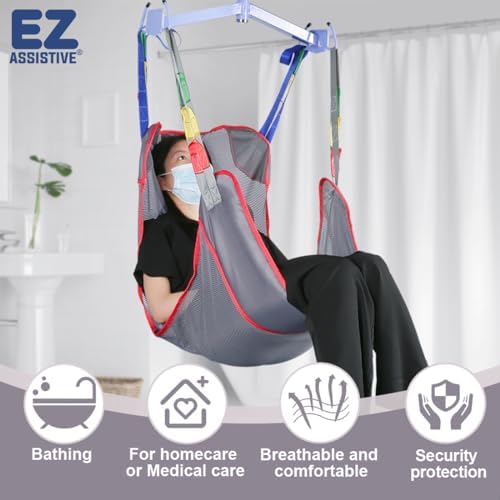 500lbs Mesh Full Body Sling for Lift - Patient Transfer Sling with Wide Pads for Elderly & Disabled,Compatible and Multi-Scene Transfer