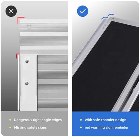 Portable Wheelchair Ramp 5FT,No-Slip Aluminum Folding Handicap Ramp 800lbs Load Capacaity,Wheel Chair ramp for Home Steps,Stairs,car