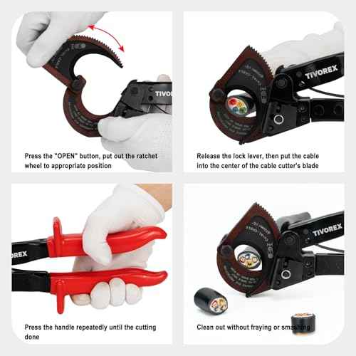 Ratchet Cable Cutter - Heavy Duty Aluminum Copper Ratchet Wire Cutter for Cutting Electrical Wire up to 240mm©÷/600MCM Cutter Pliers