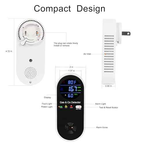 Combination Natural Gas Detector & Carbon Monoxide Detector, 4-in-1 Carbon Monoxide Alarm,Fahrenheit(¡ÆF) & Humidity,Propane,Methane,Gas Detector Alarm & CO Detector for Home,RV,Apartment