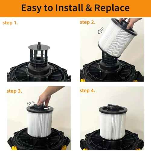 DXVC6910 Cartridge Filter Replacement for DEWALT Wet Dry Vacuum Cleaners 6-16 Gallon, Compatible with Dewalt DXV06P DXV09P DXV10P DXV10PL DXV10SA DXV12P DXV14P DXV16P, 2 Pack