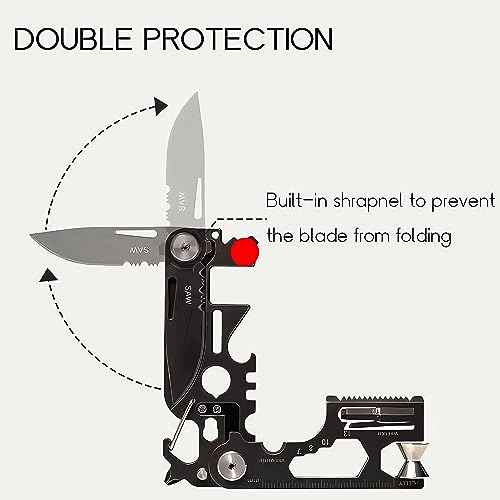 28 in 1 EDC Multi-function Tool, Keychain portable Metal Pocket Tool for men, Wrench for Screw, Ruler, Pulley, Spoke Tool,bottle opener, thread cutter, Self-locking Pocket Knife Multitool