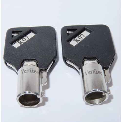 R07 Keys Compatible with Husky Milwaukee & Steel Glide R07 Tool Box Tool Chest Replacement Lock Keys, 2 Cut R07 Replacement Keys with Black Caps. Vertikee(TM)