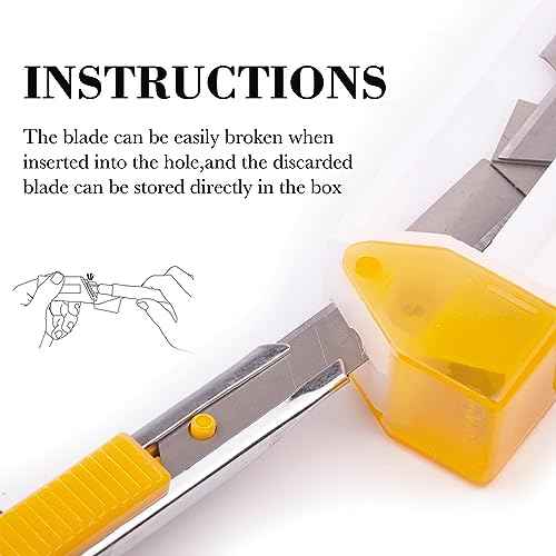 20PCS 9MM Heavy-Duty Carbon Steel Utility Knife Replacement Blades, Snap Off Blades with Blade Breaker and Recycling Box, 9mm Cutting Blades, 60 Degree