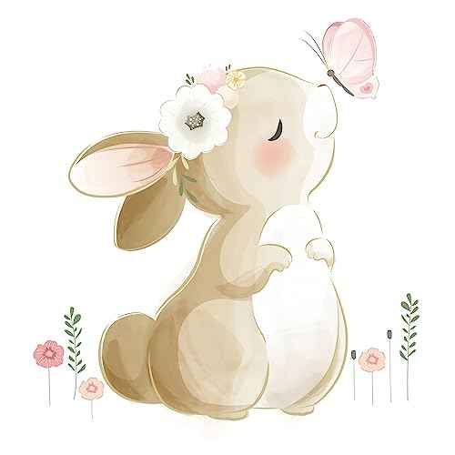 HomeSoGood Cute Cartoon Bunny Wall Sticker,Rabbit Kiss Butterfly Shape Wall Decals, Wall Decor for Bedroom Living Room Background