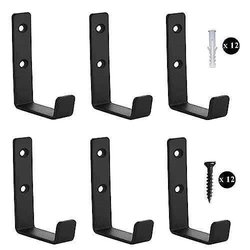 Wall Hooks Heavy Duty Extra Thick Pure Metal Screw Double Hole Installation More Firm Hook Coat Key Robe Hanger Utility Hooks Sand Black-6