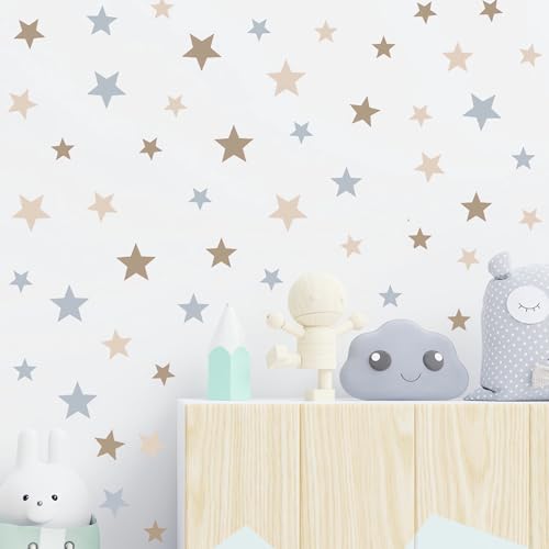 Gray Brown Stars Wall Stickers, sacinora DIY Polka Dot Art Wall Decals Removable Vinyl Peel and Stick for Nursery Kids Baby Closet Refrigerator Living Room Children's Room Bedroom Decorations