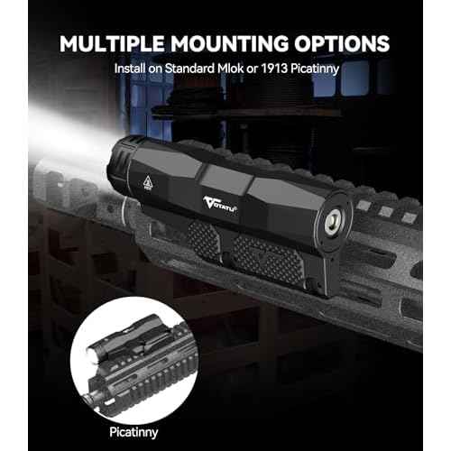 VOTATU ML50 Picatinny/Mlok Flashlight for Rifle, Max 2400 Lumens Weapon Light with Pressure Pad Switch, Rechargeable Flashlight and Tactical Strobe High/Low Mode