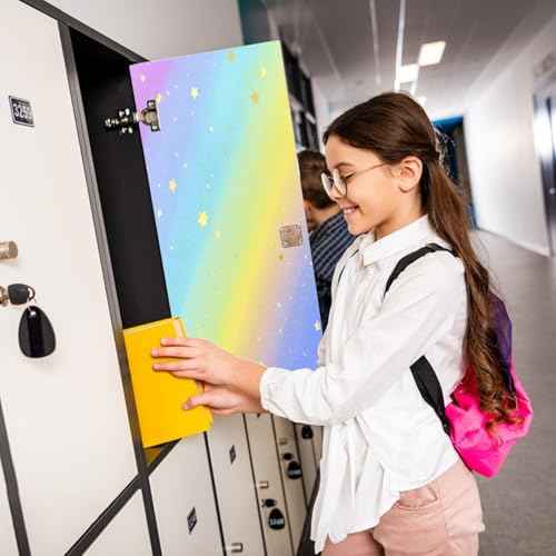 6 Pcs School Locker Magnetic Wallpaper 12" x 12"Removable, Waterproof, Trimmable Sticker Locker Decorations Accessories, Back to School Supplies University Students Teens and Office Wall(Rainbow)