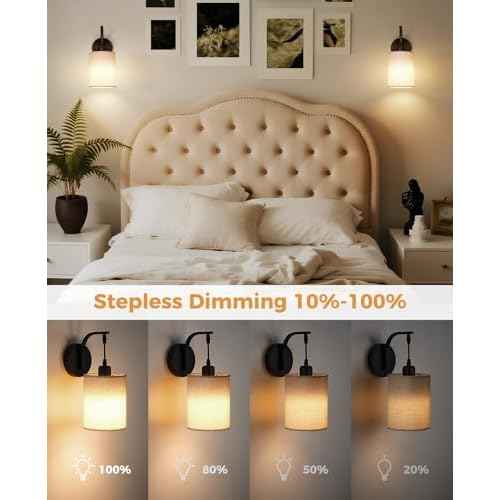 Battery Operated Wall Sconce, Black Rechargeable Sconces Set of 2, Wireless Wall Lamp Remote, Timer & 13000mAh bulbs, Battery Powered Dimmable Scones/Lights for Bedroom, Living Room, Bathroom