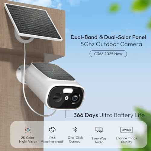 ELECCTV 2K Solar Camera Outdoor Wireless, 2.4/5 Ghz WiFi Cameras for Home Security,130¡Æ-Wide View,Color Night Vision, IP65 Waterproof,2-Way Audio,Cloud/SD, Support Alexa