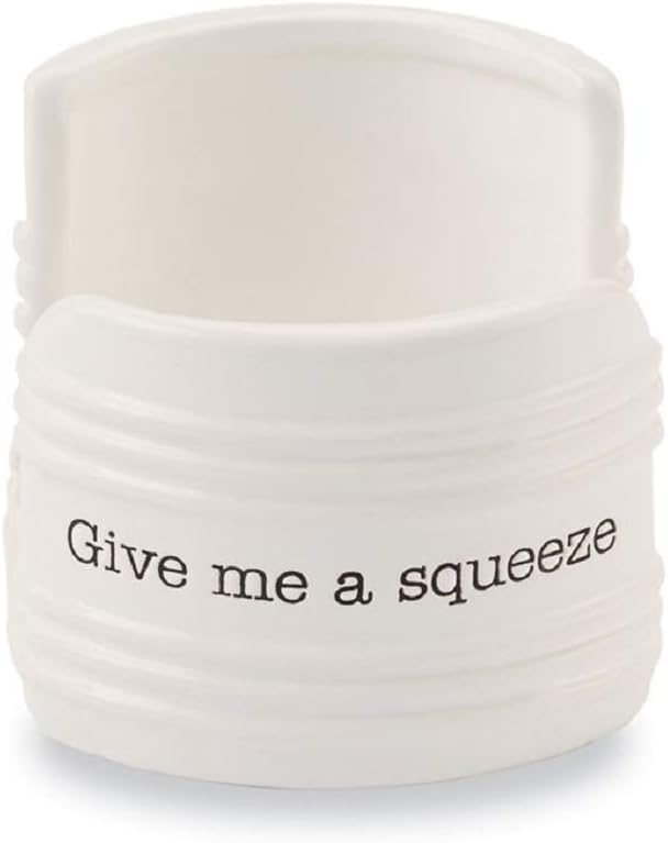 Mud Pie Give Me A Squeeze Sponge Caddy, 3" x 3", White